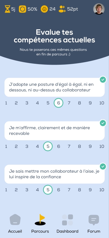 Questionnaire évaluation compétences du participant Power 21 micro-actions