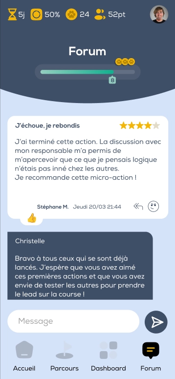 Forum d'échange et d'émulation de groupe dans un parcours de micro-actions Power 21